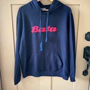 Bata Brand Made in Italy 100% Cotton Navy Branded Hoodie. Sz L
